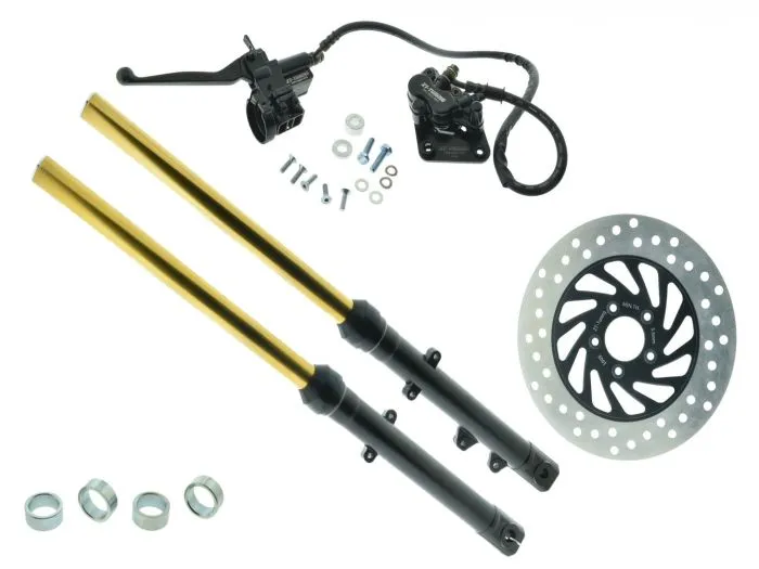 ZT Umbauset 220mm Bremsscheibe für Scheibenbremse Telegabel Schwarz/Gold S51kurz inkl. Teilegutachten