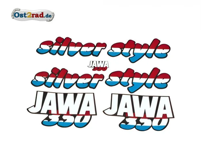 Aufklebersatz silver style JAWA 640 in rot weiss blau