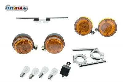 Blinkerset mit Halter Birnen Blinkgeber 12V S50 S51 mit E-Prüfzeichen