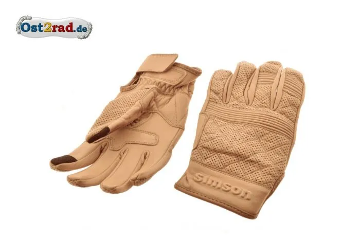 Fahrerhandschuhe mit Touch Simson Leder hellbraun Größe S