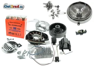 Mega Umrüstsatz Zündung Jawa 1-Zylinder Vape von 6V auf 12V Halogen