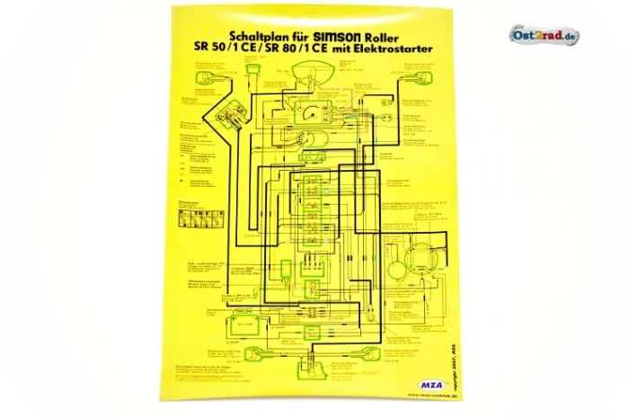 Poster Schaltplan SIMSON SR50/1CE SR80/1CE mit Elektrostarter