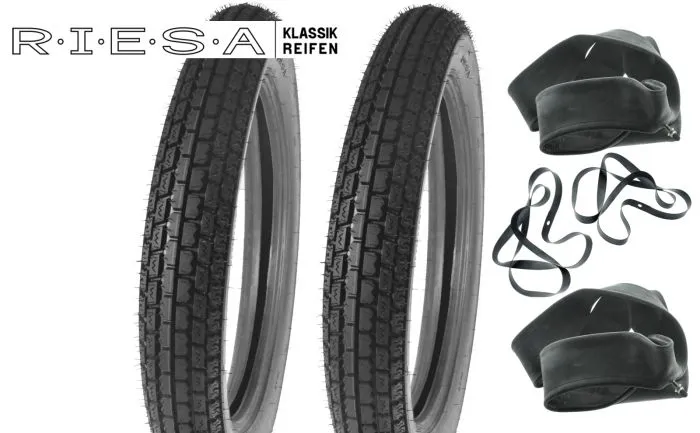 Reifensatz 2x 3,50-19 Riesa Originalprofil für MZ BK350 NSU EMW BMW R35 Zündapp Oldtimer