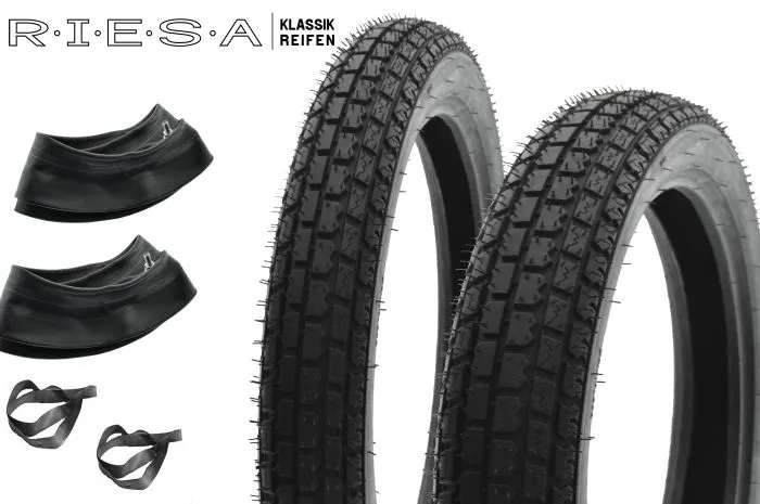 Reifensatz RIESA 2,75-18 und 3,50x16 Reinforced, Klassik3, für MZ TS250 ETZ251