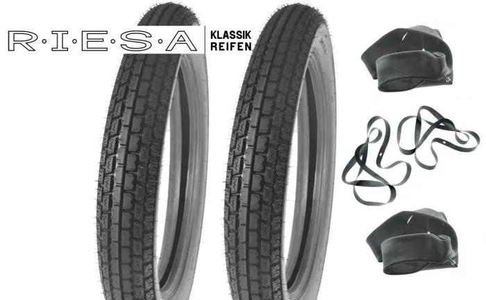 Reifensatz 2x 3,50-18 Riesa Oldtimerprofil für AWO-Sport