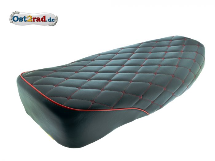 Sitzbank S50 S51E, ROT Quer Raute gesteppt mit Keder