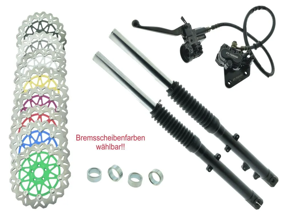 ZT Umbauset 260mm Bremsscheibe für Scheibenbremse Telegabel Schwarz S51kurz inkl. Teilegutachten ZT Umbauset 260mm Bremsscheibe für Scheibenbremse Telegabel Schwarz S51kurz inkl. Teilegutachten