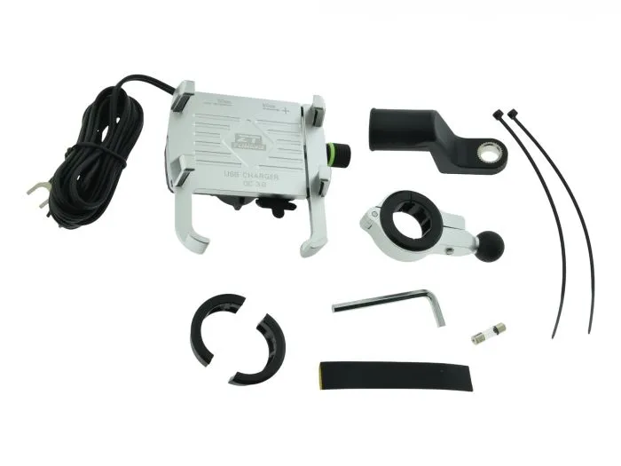 CNC Handyhalter SILBER mit USB-Ladefunktionfunktion JAWA Simson S51 S50 MZ