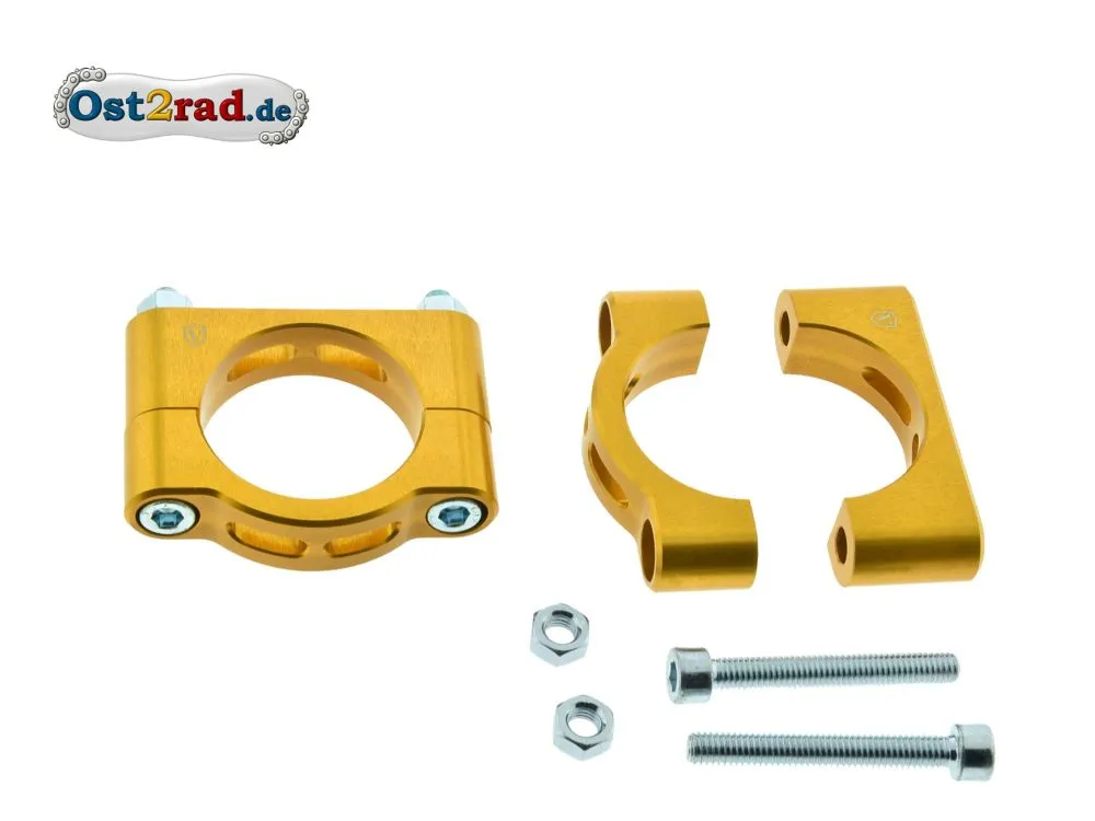 2x Set CNC Schutzblechhalter GOLD Klemmbrücken für Simson S50 S51 SR50 2x Set CNC Schutzblechhalter GOLD Klemmbrücken für Simson S50 S51 SR50