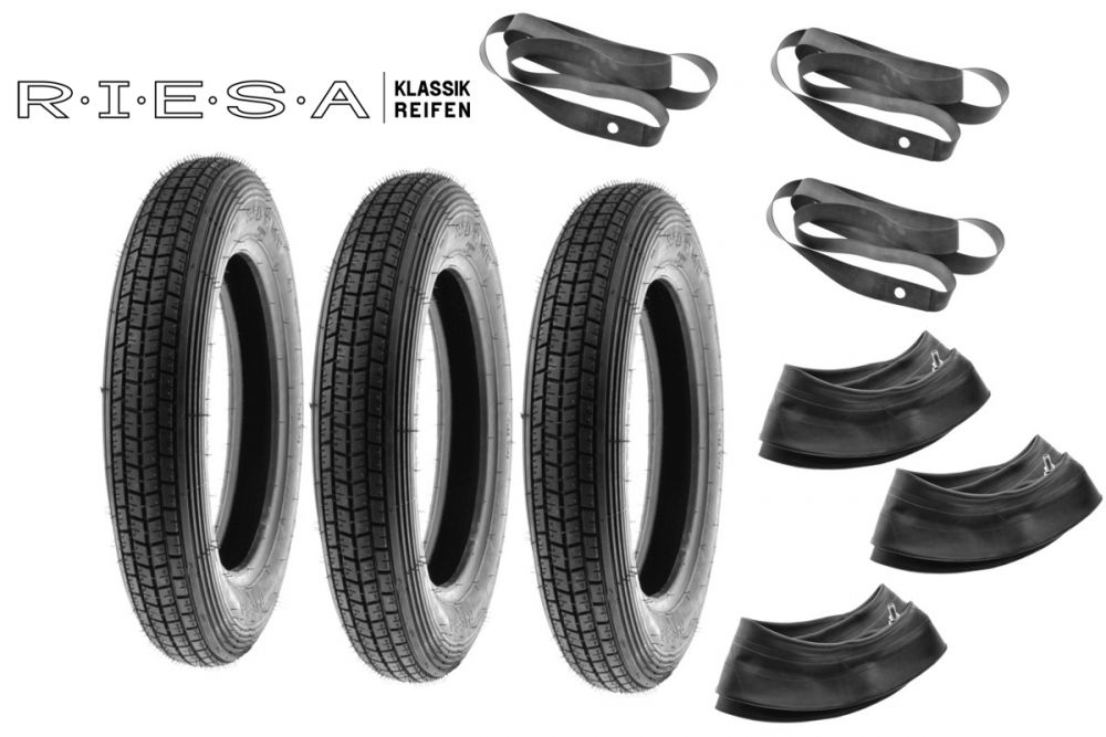 3X SET Reifen für IWL Roller 3.50x12 Riesa Klassik Straßenprofil mit RESERVERAD 3X SET Reifen für IWL Roller 3.50x12 Riesa Klassik Straßenprofil mit RESERVERAD