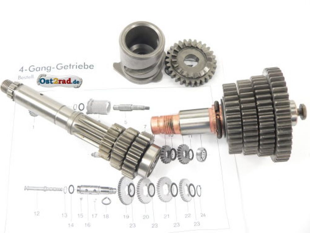 4-Gang Getriebe komplett SIMSON S51, SR50, KR51/2 Schwalbe 4-Gang Getriebe komplett SIMSON S51, SR50, KR51/2 Schwalbe