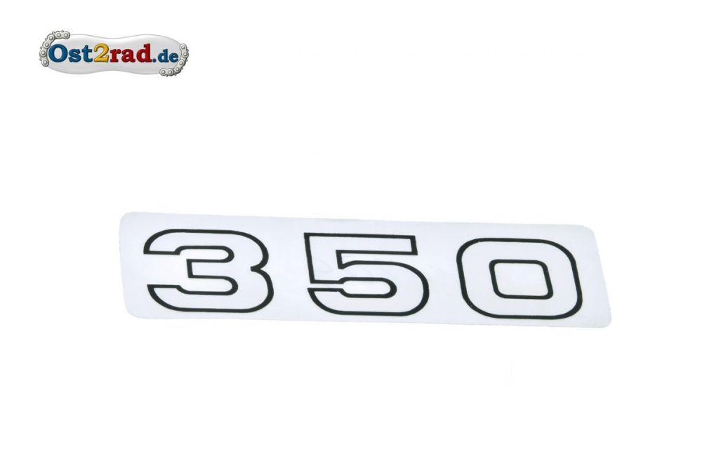 Aufkleber "350" waagerecht weiße Schrift, schwarzer Rand Aufkleber "350" waagerecht weiße Schrift, schwarzer Rand