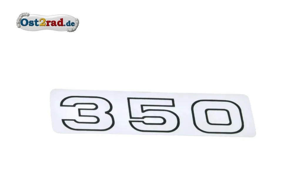 Aufkleber "350" waagerecht weiße Schrift, schwarzer Rand Aufkleber "350" waagerecht weiße Schrift, schwarzer Rand