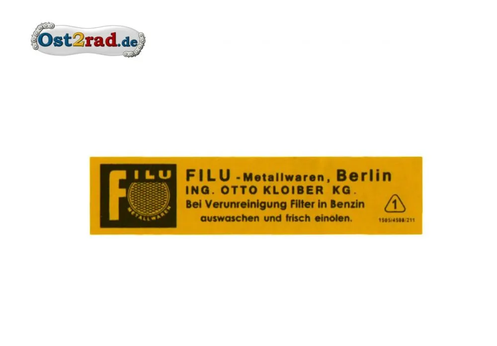Aufkleber für Luftfilter Filu passend für AWO RT125 SR2 Aufkleber für Luftfilter Filu passend für AWO RT125 SR2