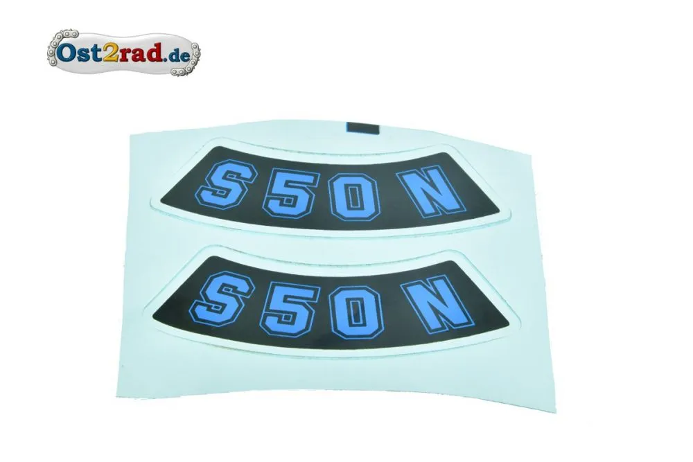 Aufkleber Seitendeckel Simson S50 N geschwungen blau Aufkleber Seitendeckel Simson S50 N geschwungen blau