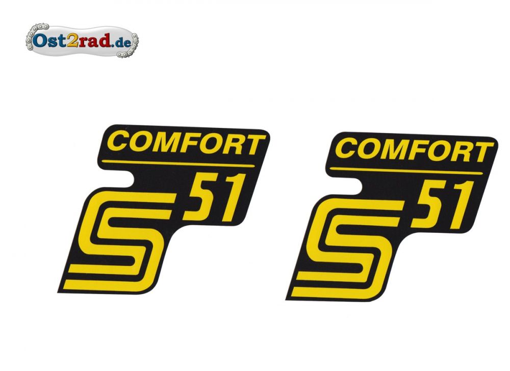 Aufkleber Satz Seitendeckel für SIMSON S51 COMFORT gelb Originaloptik Aufkleber Satz Seitendeckel für SIMSON S51 COMFORT gelb Originaloptik