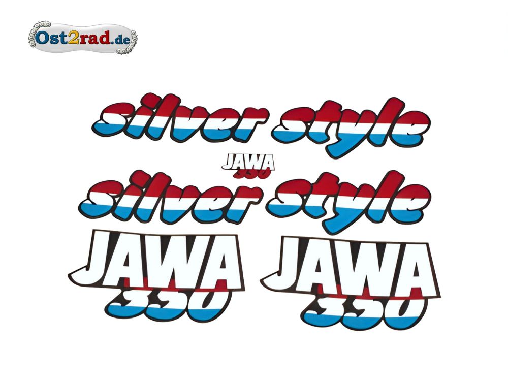 Aufklebersatz silver style JAWA 640 in rot weiss blau