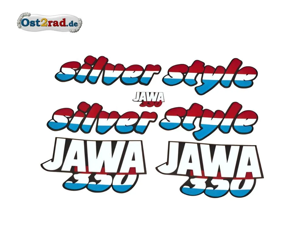 Aufklebersatz silver style JAWA 640 in rot weiss blau