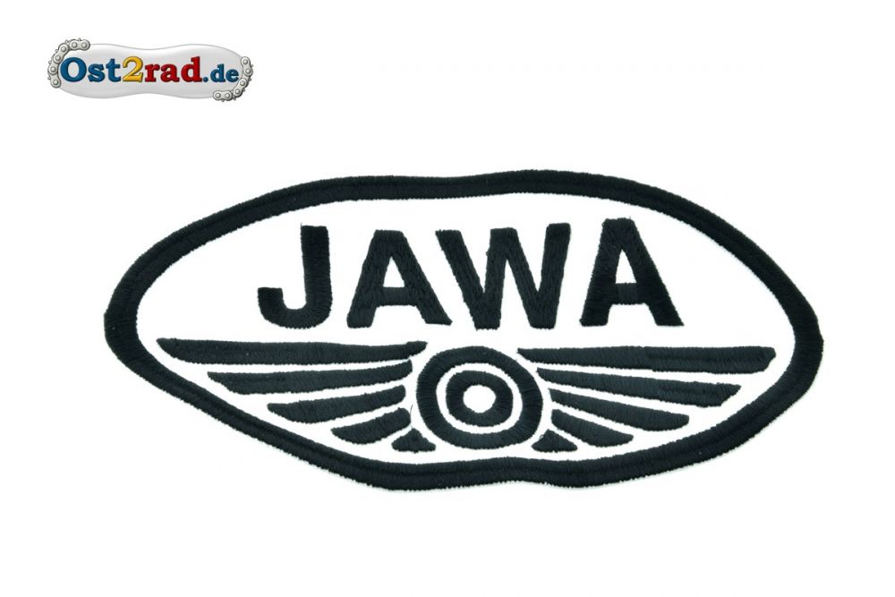 Aufnäher JAWA Logo oval weiss schwarz - 20x11cm Aufnäher JAWA Logo oval weiss schwarz - 20x11cm