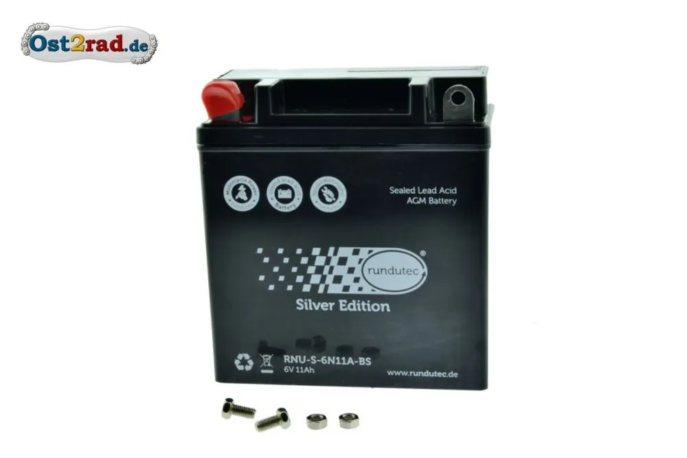 Batterie 6V 11Ah AGM Gel für MZ und Simson, wartungsfrei Batterie 6V 11Ah AGM Gel für MZ und Simson, wartungsfrei