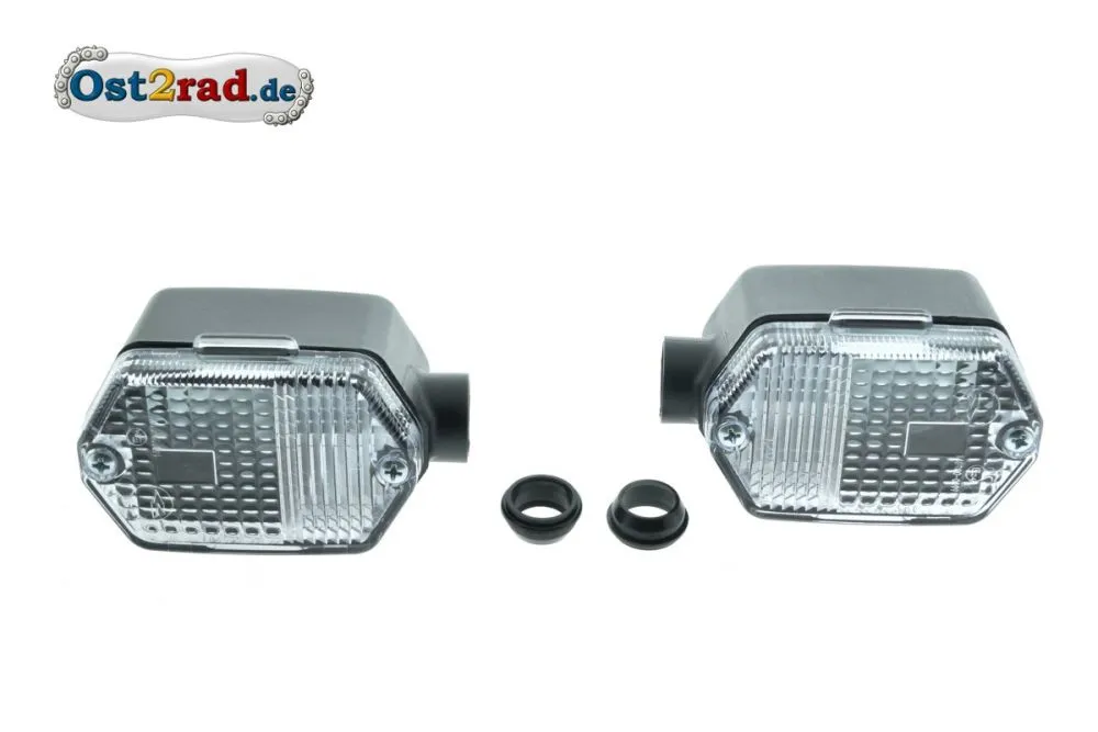 Blinker Paar eckig weißes Glas SR50 SR80 S53 ETZ mit Prüfzeichen Blinker Paar eckig weißes Glas SR50 SR80 S53 ETZ mit Prüfzeichen