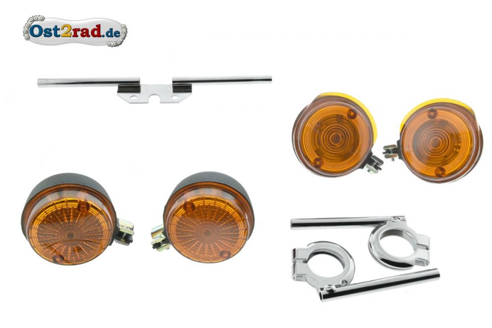 Blinker rund mit HALTER chrom S50 S51 S70 mit E-Prüfzeichen Set Blinker rund mit HALTER chrom S50 S51 S70 mit E-Prüfzeichen Set