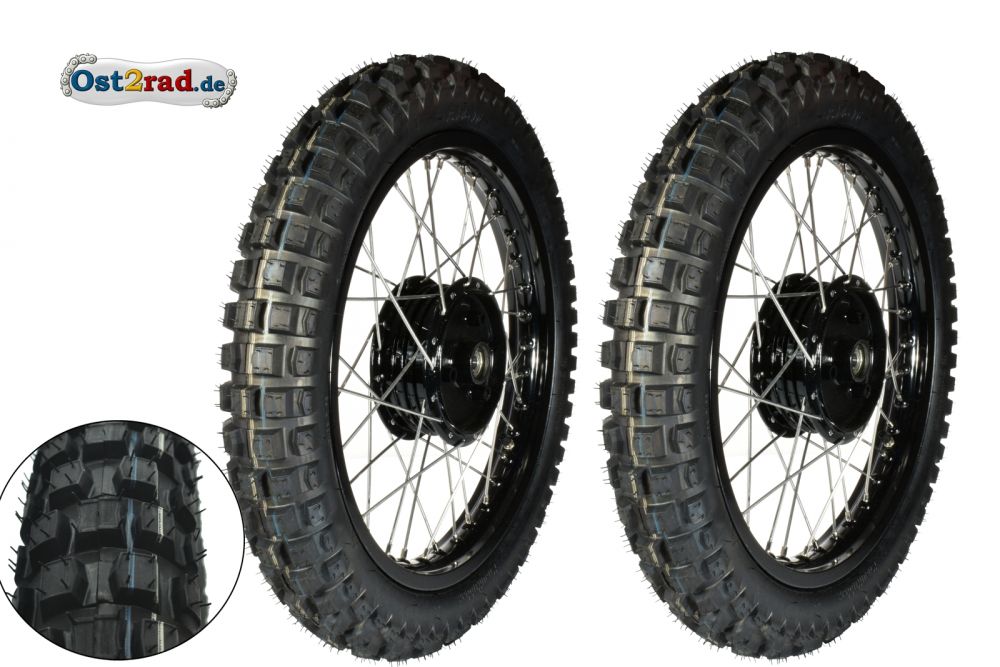 2x Komplettrad CROSS SCHWARZ 2.75-16 für Simson S50 S51, Alu-Edelstahl 2x Komplettrad CROSS SCHWARZ 2.75-16 für Simson S50 S51, Alu-Edelstahl