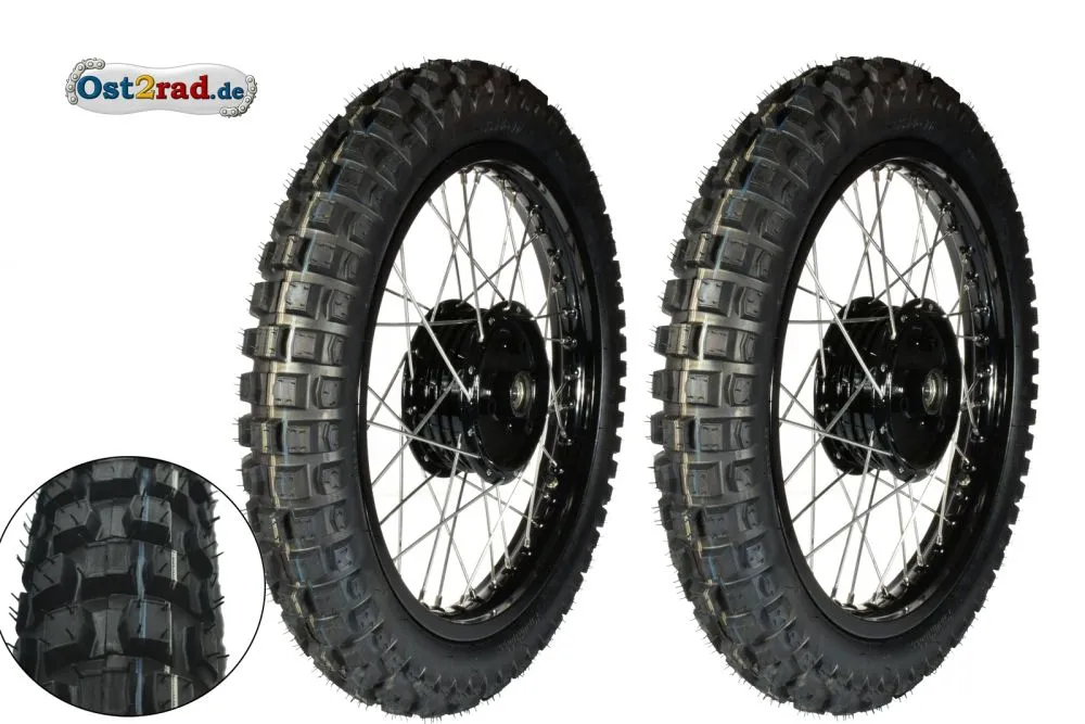 2x Komplettrad CROSS SCHWARZ 2.75-16 für Simson S50 S51, Alu-Edelstahl 2x Komplettrad CROSS SCHWARZ 2.75-16 für Simson S50 S51, Alu-Edelstahl
