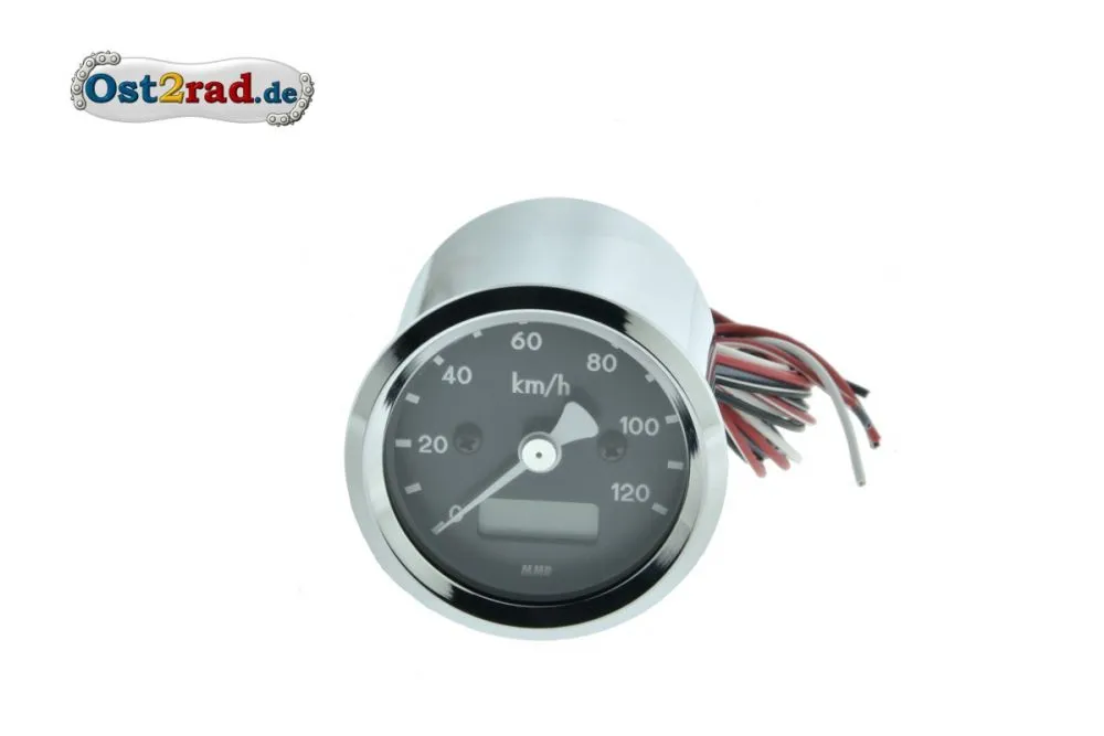 Elektronischer Tacho 120 Km/h schwarz 12V 48mm Elektronischer Tacho 120 Km/h schwarz 12V 48mm