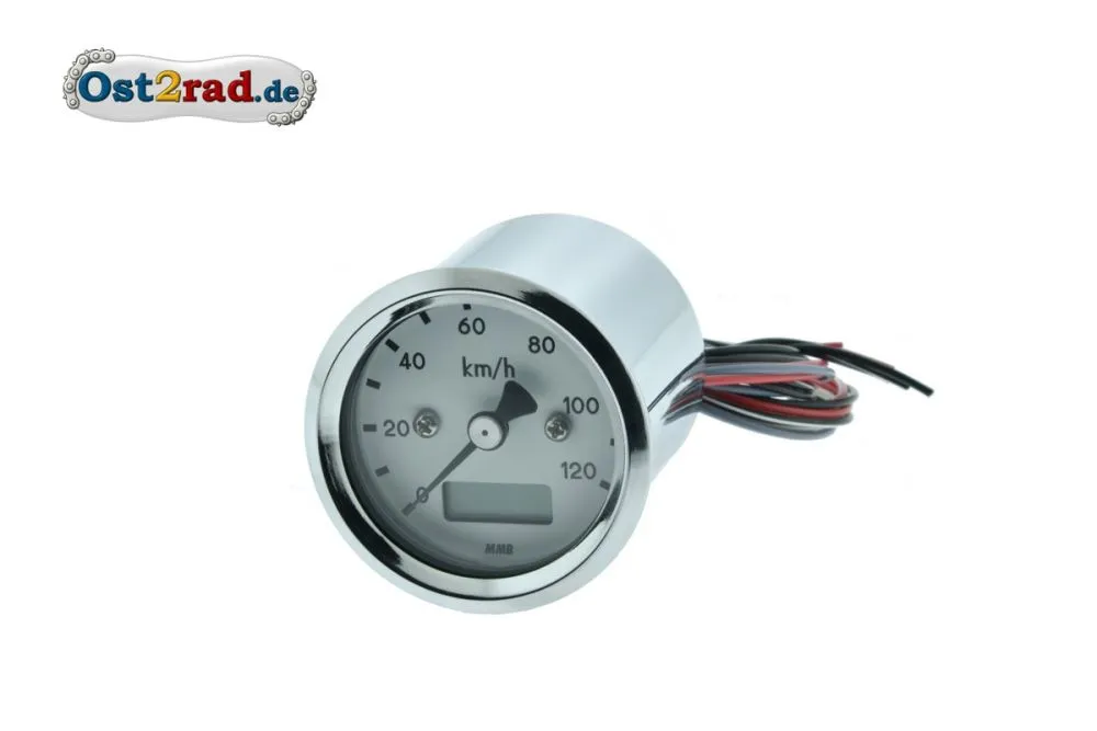 Elektronischer Tacho 120 Km/h Weiß,Chrom 48mm Elektronischer Tacho 120 Km/h Weiß,Chrom 48mm