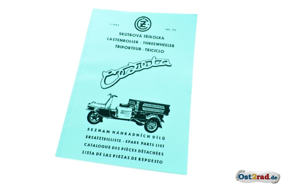 Ersatzteileliste Cezeta Dreirad Typ CZ 505 175 ccm in 4 Sprachen