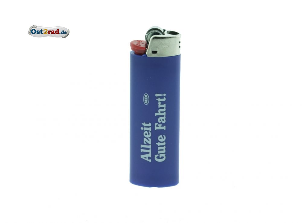 Feuerzeug blau Aufdruck Allzeit gute Fahrt Feuerzeug blau Aufdruck Allzeit gute Fahrt