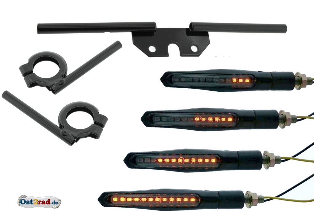 LED Mini Lauflichtblinker Satz für Simson S50 S51 Blinkgeber Halter Schwarz LED Mini Lauflichtblinker Satz für Simson S50 S51 Blinkgeber Halter Schwarz