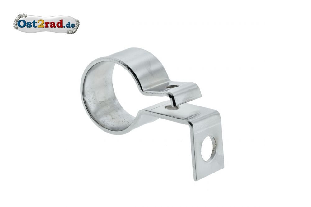 Klemmschelle Auspuff chrom vorn mit Haltewinkel AWO 425 Sport für 30mm Krümmer