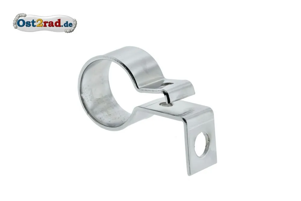 Klemmschelle Auspuff chrom vorn mit Haltewinkel AWO 425 Sport für 30mm Krümmer Klemmschelle Auspuff chrom vorn mit Haltewinkel AWO 425 Sport für 30mm Krümmer