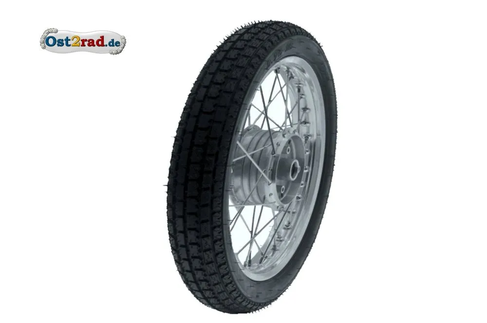 Tuning Komplettrad Silber, Breitreifen 3,25-16 für Simson S50, S51, Alu-Edelstahl Tuning Komplettrad Silber, Breitreifen 3,25-16 für Simson S50, S51, Alu-Edelstahl