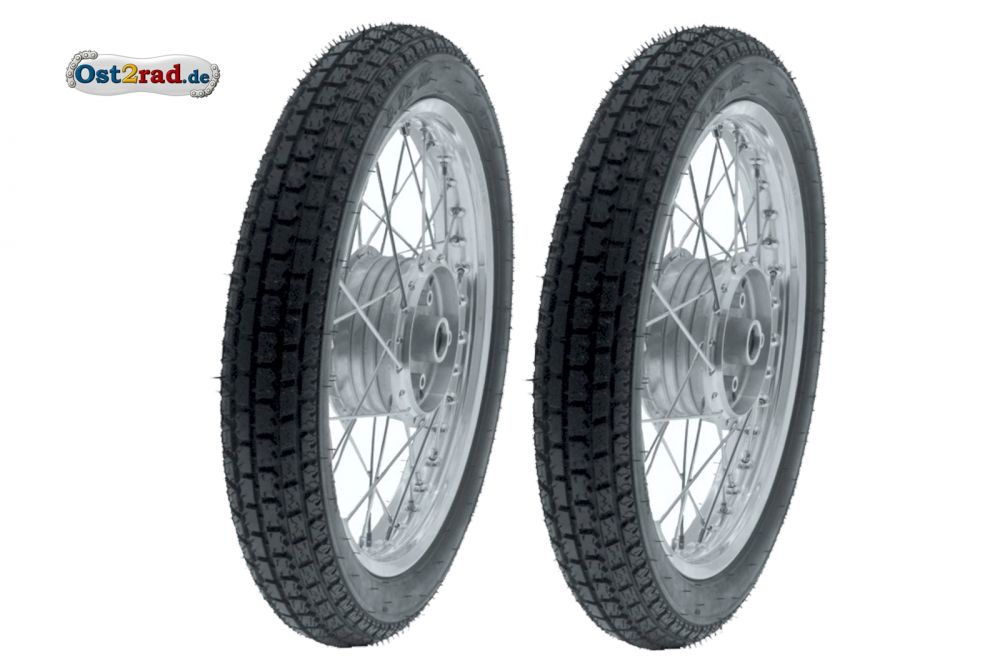Paar Kompletträder RACING Breitreifen 3,00-16 für Simson S50, S51, Alu-Edelstahl Paar Kompletträder RACING Breitreifen 3,00-16 für Simson S50, S51, Alu-Edelstahl