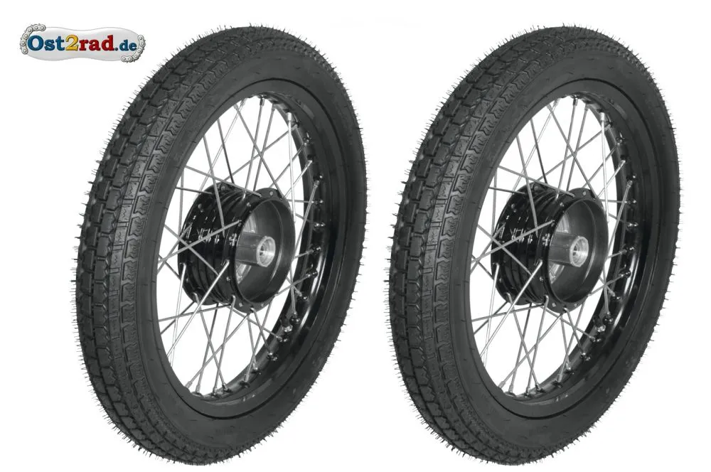 2x Komplettrad RACING SCHWARZ Breitreifen 3,00-16 für Simson S50, S51, Alu-Edelstahl 2x Komplettrad RACING SCHWARZ Breitreifen 3,00-16 für Simson S50, S51, Alu-Edelstahl