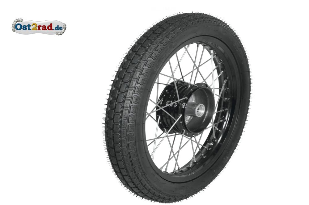 Tuning Komplettrad SCHWARZ Breitreifen 3,25-16 für Simson S50, S51, Alu-Edelstahl Tuning Komplettrad SCHWARZ Breitreifen 3,25-16 für Simson S50, S51, Alu-Edelstahl