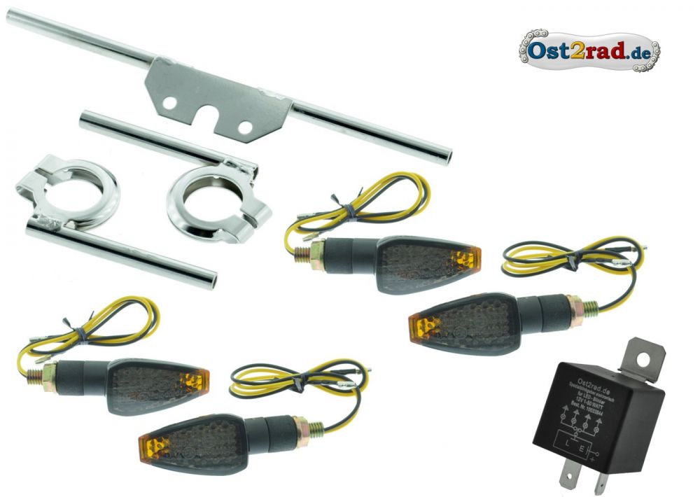 LED Mini Blinker Satz GETÖNT passend für Simson S50 S51 Blinkgeber Halter 12V LED Mini Blinker Satz GETÖNT passend für Simson S50 S51 Blinkgeber Halter 12V
