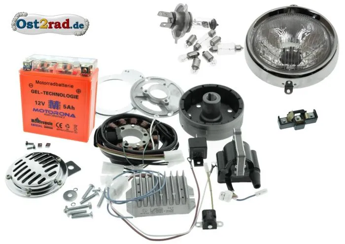 Mega Umrüstsatz Zündung Jawa 1-Zylinder Vape von 6V auf 12V Halogen
