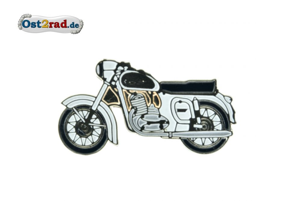 Pin JAWA 350 weiß/gold