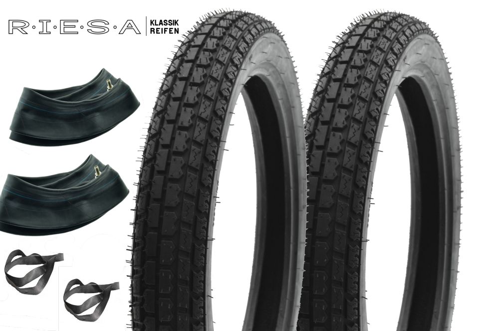 Reifensatz RIESA 2x 3,00-18 Reinforced, Klassik3, für MZ ES125 ES150 Reifensatz RIESA 2x 3,00-18 Reinforced, Klassik3, für MZ ES125 ES150