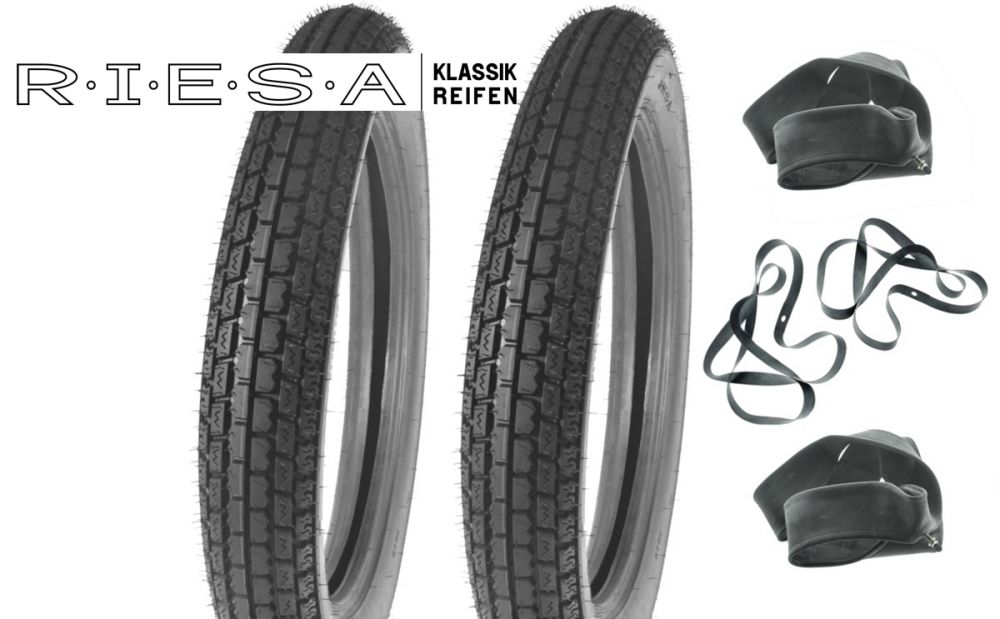 Reifensatz 2x 3,50-18 Riesa Oldtimerprofil für AWO-Sport Reifensatz 2x 3,50-18 Riesa Oldtimerprofil für AWO-Sport