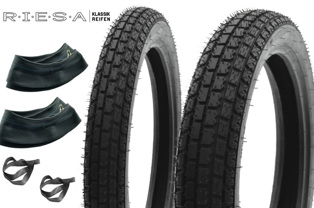 Reifensatz Riesa 2,75-18 und 3,50x18 Reinforced, Klassik für MZ ETZ250
