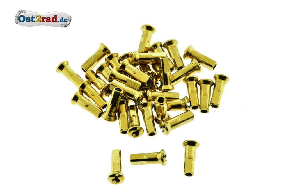 Satz Nippel für Speiche M3,5 + 3mm Titan Beschichte Gold