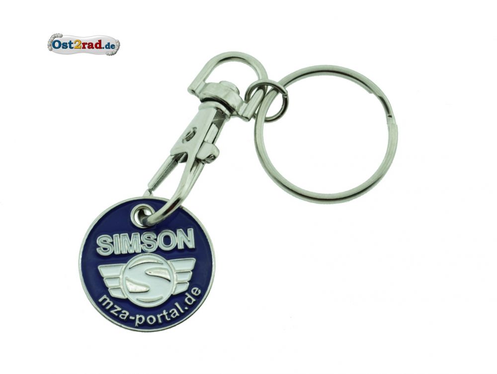 Schlüsselanhänger blau SIMSON Logo mit Karabinerhaken Schlüsselanhänger blau SIMSON Logo mit Karabinerhaken
