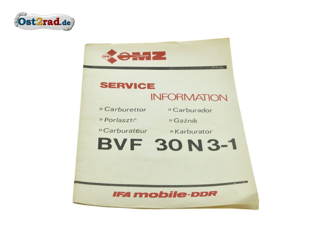 Serviceinformation FRANZÖSISCH Reparaturhandbuch Vergaser BVF 30N3-1 Serviceinformation FRANZÖSISCH Reparaturhandbuch Vergaser BVF 30N3-1