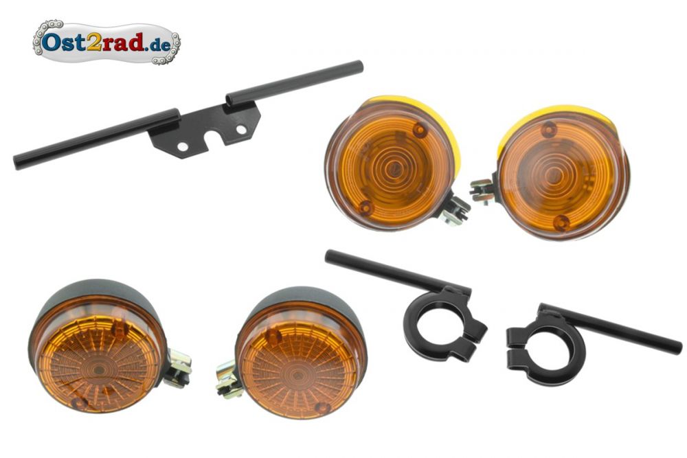 Blinker rund mit HALTER SCHWARZ S50 S51 S70 mit E-Prüfzeichen Set für Simson Blinker rund mit HALTER SCHWARZ S50 S51 S70 mit E-Prüfzeichen Set für Simson