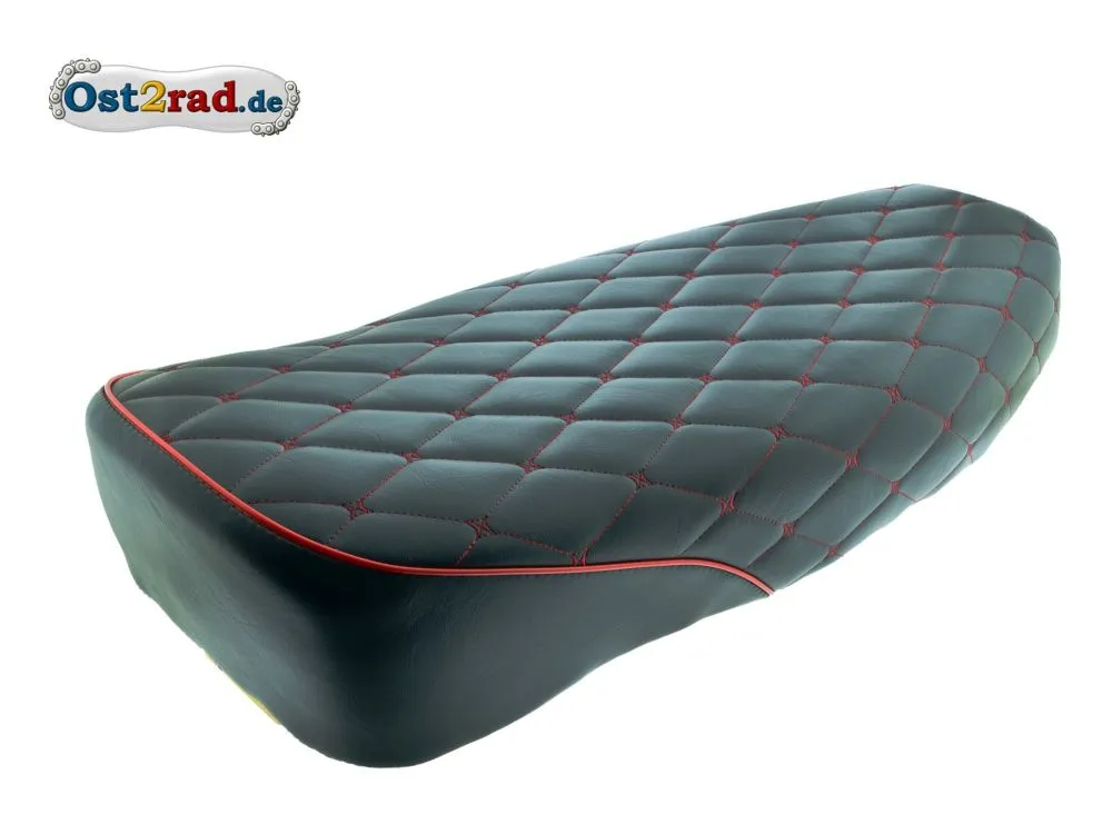 Sitzbank S50 S51E, ROT Quer Raute gesteppt mit Keder Sitzbank S50 S51E, ROT Quer Raute gesteppt mit Keder